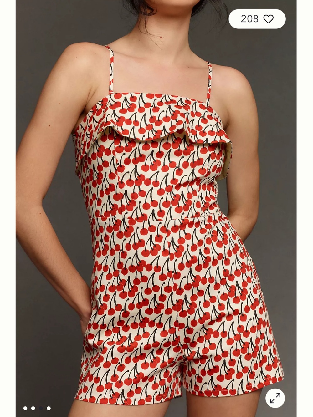 Corey Lynn Calter Red Cherry Print Romper